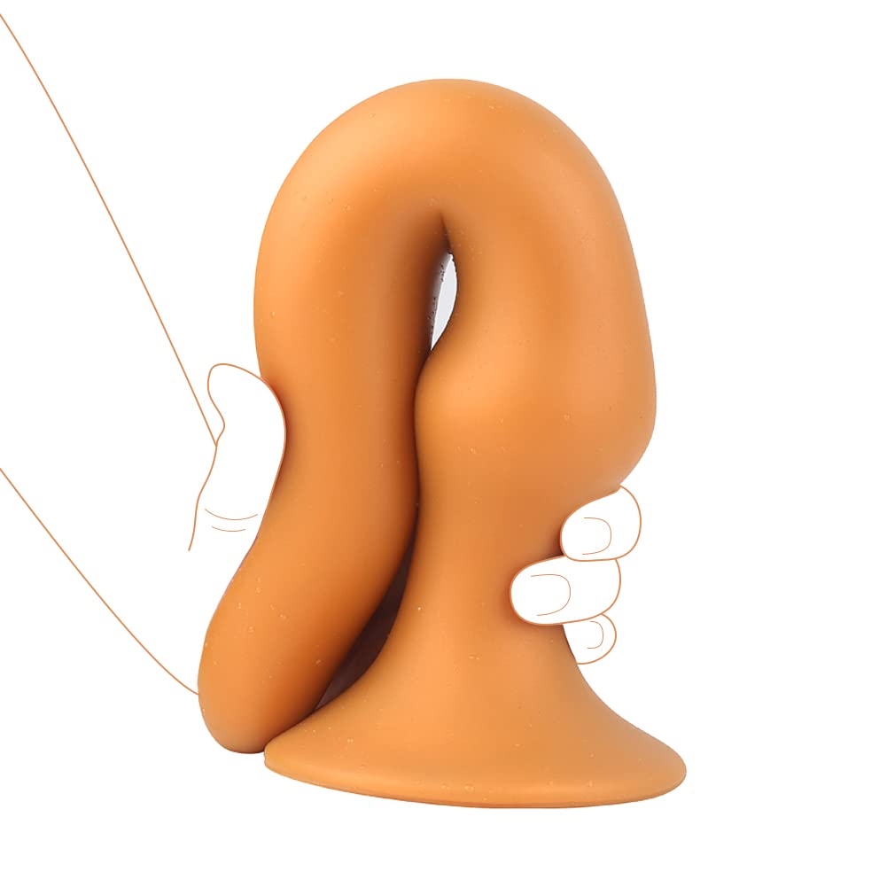 Plug Anal en Silicone Liquide Massage de La Prostate Plug Anal Stimulation du Plaisir du Point G Jouet Sexuelavec Ventouse Puissante pour Couple de Sexe Masculin Flirtant Sex Toy (L)