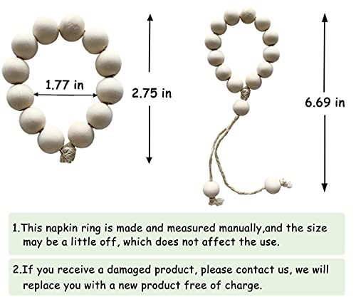 Wood Bead Napkin Ring Set Of 4, Farmhouse Natural Napkin Ring, Handmade Jute Twine Napkin Holder For Family Gathering, Wedding, Daily Use,Table Setting Decor #TOP6