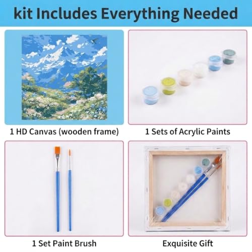 Image of HASTHIP Paint by Numbers Kit Framed 20 x 20 cm Acrylic Painting Set
