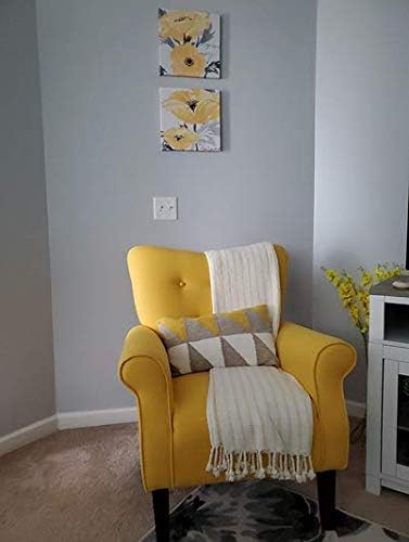 Gray Yellow Flower Floral Canvas Wall Art Modern Prints
