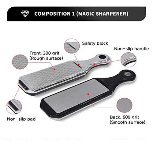 Knife Sharpeners Handheld 300/600 Grit Double Sided Diamond Knife Sharpening Weststone Stone For Kitchen Knives Scissors Garden Tools With Scissors Sharpener(Sha-2W Set) #TOP2