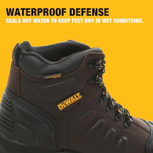 DEWALT Hadley Men's Waterproof, Steel Safety Toe Work Boot, Brown Crazy Horse, 122