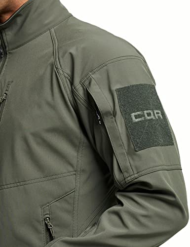 Cqr Men's Covert Softshell Military Jacket, Winter Full Zip Fleece Lined Tactical Jackets W Zipped Pockets, Covert Olive, Large #TOP6