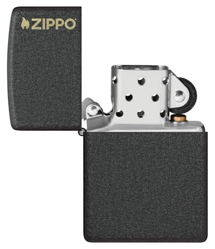 Zippo Classic Black Crackle Logo Pocket Lighter