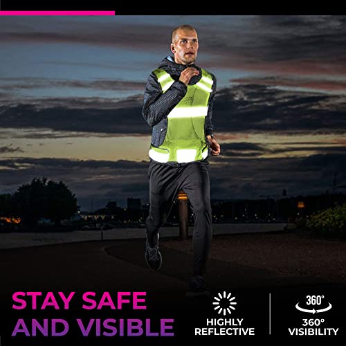 247 Viz Reflective Running Vest For Men & Women, High Visibility Reflector Vest. 2 Bands, Lightweight, Comfy, High Vis Running Gear Reflective Vest Running, Cycling, Bike Vest, Motorcycle Night Safety #TOP1