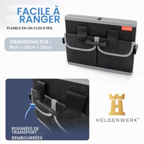 Heldenwerk Organiseur de Coffre de Voiture de qualité supérieure avec Couvercle, Stable et antidérapant, Pliable, Grand avec Double étagère, boîte de Rangement pour coffr – vue 5