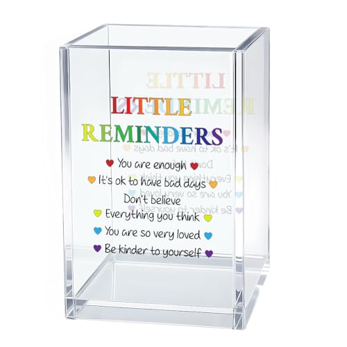 Image of Little Reminders Pen Holder Cosmetic Organizer, Fun Self Love Pen Pencil Holders for Desk, Appreciation Little Reminders Desk Accessories, Home Office Gifts Organizer for Daughter Son Therapist