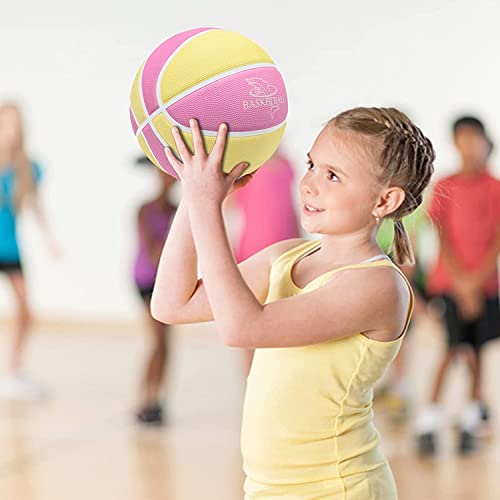 MSCYAE Basketball Größe 5,Mini Basketball Größe 3 ideal auf die Jugend Kinderhände,Outdoor basketballs Gummi Rosa 3