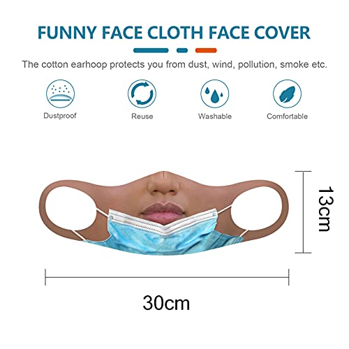 lifcasual Capa para o rosto impressa com expressão engraçada capa para a boca de algodão reutilizáve