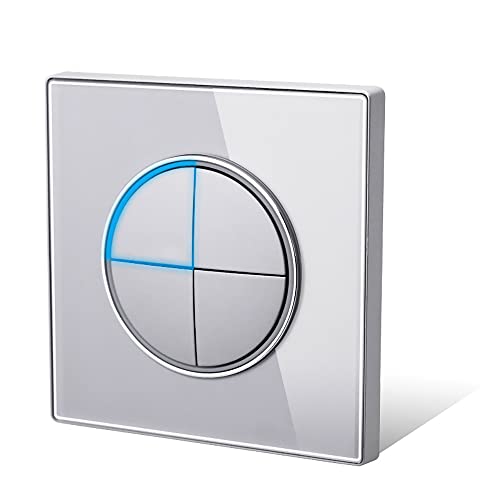Interrupteur mural circulaire va-et-vient bouton poussoir verre indicateur LED gris - 2