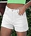 SANMM Womens Jean Shorts Casual Plus Size Folded Hem Shorts Stretchy Denim High Waisted Shorts for Summer(White,2XL)