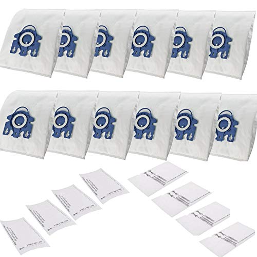 Lot de 12 sacs d'aspirateur compatibles avec Miele GN 3D Complete C2-C3 Classic C1 Cat & Dog S 8340 Powerline Silence Ecoline Efficiency Cover