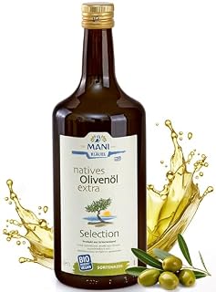 MANI Bio Olivenöl Nativ Extra 1L – Premium Griechisches Olivenöl kaltextrahiert aus Koroneiki Oliven, naturbelassen – Extra Virgin Olive Oil aus Griechenland mild-fruchtig – vegan & nachhaltig