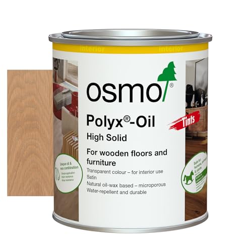 Osmo Polyx®-Oil Tints - Hard Wax Oil 3067, Light Grey Satin Finish 750ml - Durable Wood Oil for Wooden Furniture, Water-Resistant Floor Wax, Wood Treatments - Ideal for Oak, Pine, Spruce, Beech & More
