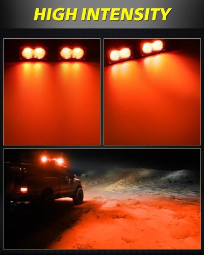 Image of Red LED Pods 3 inch 40W Diffused CREE LED Pod Lights | Red LED Chase Light Bars Fishing Hunting Emergency Safety Signal Trailer Lights for Truck Pickup Tractor Van Boat UTV