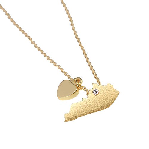 Lauren-Spencer Kentucky Necklace, Dainty State Necklace, Souvenir Gift, Home Necklace, USA Necklace, State Charm Necklace, Gold Necklace BN432G-KY