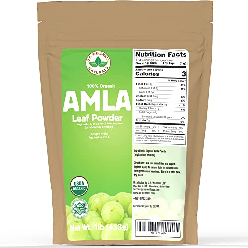 Organic Amla Powder - 1 LB | Amalaki, USDA Organic, Non-GMO - 100% Raw and Natural, by U.S. Wellness Naturals