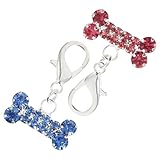 SEWOART 2 Colgantes para Collar de Mascota Hueso de Perro Brillantes, Accesorios para Perros Pequeños en Rosa y Azul, Colgantes Decorativos para Bolso y Llavero, Diseño Hebilla para