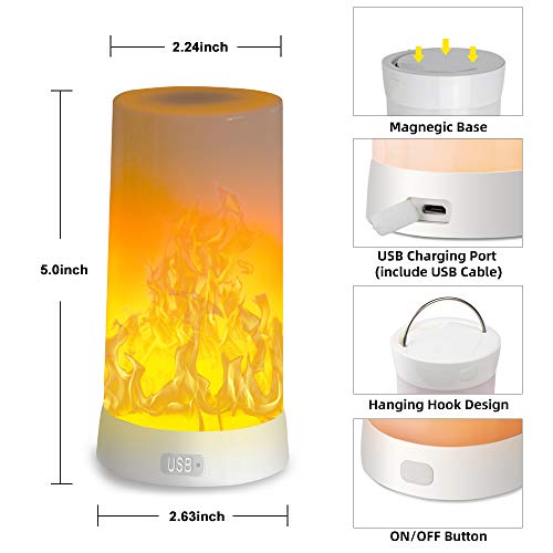 Led Flame Effect Light,Usb Rechargeable Flame Candle Waterproof Dimmable 4 Modes Lantern,Outdoor Flame Lamp With Gravity Sensing Effect&Magnetic Base,For Halloween Room Party Bar Decor #TOP6