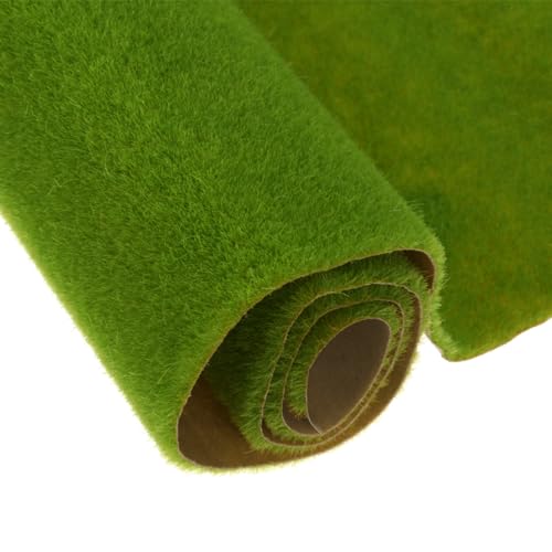sourcing map 6pcs Artificial Model Grass Mat 10" x 10"(25cm x 25cm) Light Green Realistic Fake Turf for Garden Lawn Decoration Model