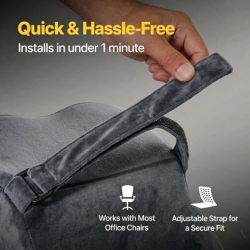 Image of Relaxer Office Chair Neck Rest | Ergonomic Cervical Neck Support Cushion for Office, Gaming & Study Chair | Relieves Neck Pain, Shoulder Tension & Desk Fatigue | Adjustable Strap (Grey)