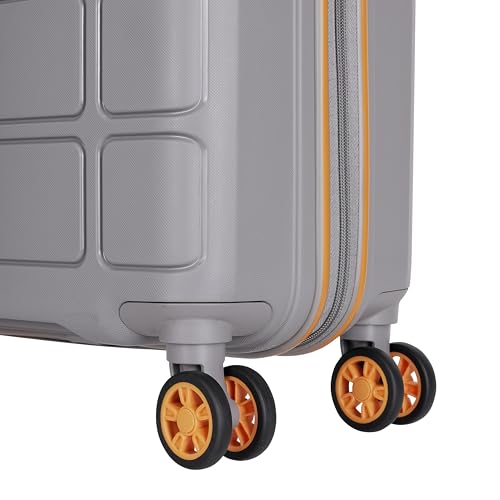 Image of Kamiliant American Tourister Small Harrier Zing 56 Cms Cabin (PP) Hard Sided 8 Wheels Spinner Luggage /Suitcase /Trolley Bag (Light Grey) (Double Wheel), Small