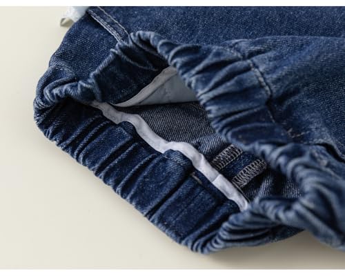 Irsutey Toddler Baby Girls Casual Jean Pants Cute Bear Embroidery Stretchy Denim Elastics Waist Pocket Jeans Leggings4