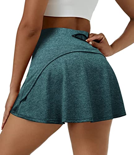 Fulbelle Summer Skirts for Women, Teen Girls Tennis Skorts Golf Skirts for Women with Pockets Casual Cute Mini Skorts High Waisted Running Skirt Green Small - Thumbnail 2