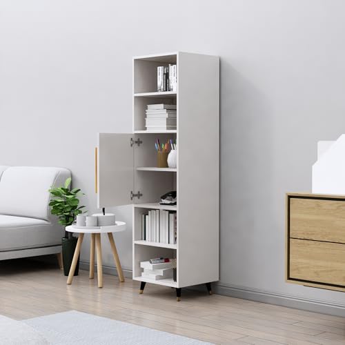 Image of Bniture Bookshelf for Home | Engineered Wood Book Shelf with 1 Door & 4 Shelf | Open Book Shelf Stand for Library | Multipurpose Display Organizer for Living Room, Study & Office | Frosty White