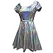 pindarave Sexy Alien Costume Adult Women Holographic Silver Metallic Sparkly High Waisted Flare Skater Dress Rave Outfit for Woman(XL, 370SR)