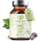 Nature Heart OPC Traubenkernextrakt 60 Kapseln – 200 mg OPC je Kapsel, 95% Polyphenole – aus...