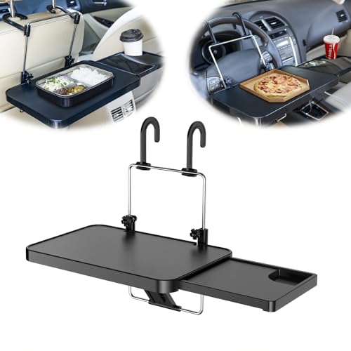 Car Steering Wheel Table - Multi-function Car Table for Laptop Car Travel Accessories for Long Trips Vehicle Seat Backseat Headrest Table Desk for Food Cup Holder Car Tray Table for Kids Adults