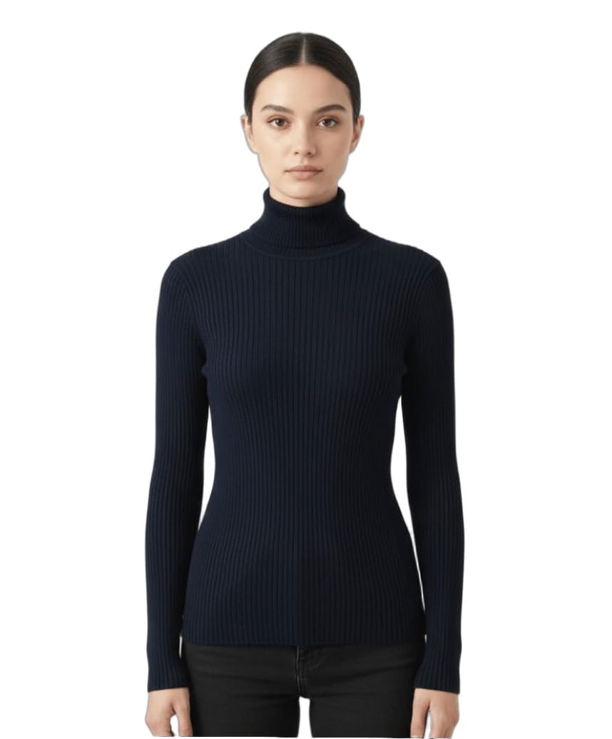 Women Acrylic Wool High Neck Solid Full Sleeve Sweater | Winter Wear Casual Stylish Stretchable | Turtle Neck Sweater-image-43