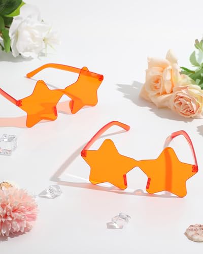 20 Pairs Rimless Star Sunglasses Bulk Transparent Candy Color Star Glasses for Women Men Party Favors3