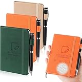 Resholder 3 Packs Waterproof Notebook 4' x 6' Stone Paper Notebook All-weather Small Pocket Notepad A6 Steno Pads Rain Waterproof Notepad for Woodworker Outdoor Wild Hiking(Brown, Green, Orange)