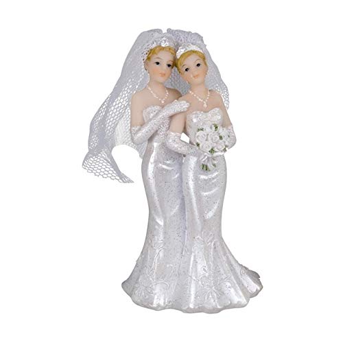 Doge Couple de Mariées Femmes Blondes en résine, Haut. 10,6 cm, Figurines de Mariage Gay...