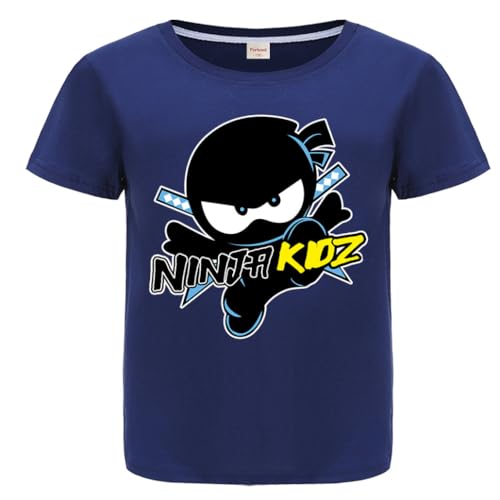 Image of Ninja Prints Kids T-Shirts Casual Summer Sport Tops 100% Cotton Tee (Navy Blue,5-6 Years,5 Years,6 Years)