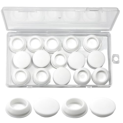 Image of 15 Pcs 20 mm Silicone Rubber Plugs Snap in Locking Hole Plugs for 20-22 mm (13 /16 inch-7 /8 inch) Round Holes, Flush Type Rubber Stoppers, Flexible Tube Pipe End Caps Covers, Waterproof Sealing Plugs, White