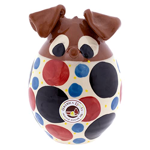 CERÁMICA ESPAÑA | Hucha Cerdito de Barro | Hucha Infantil | Hucha de Cerdito | Hucha de Cerdo Decorada Modelo D02 | 100% Hecho a Mano | 13x13x17 cm