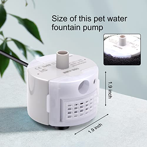 Image of Cat Water Fountain Pump for 3.2L /108oz Stainless Steel Cat Water Fountain and 67oz /2L Stainless Steel Cat Fountain, Petilog Pet Fountain Pump, Ultra Quiet Cat Fountain Pump