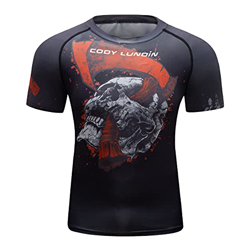 Red Plume Men's 3D Graphic Compression Fitness Shirt Sports Wicking T-Shirt Crew Neck Short Sleeve Athletic Tank Tops