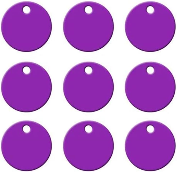 Wholesale 100pcs Engravable Pet Number ID Tag Blank Round Label Cat Dog Pet ID Tag Aluminum Pet Nameplate Note Wedding Tags As Gifts,Purple,35x35x1mm