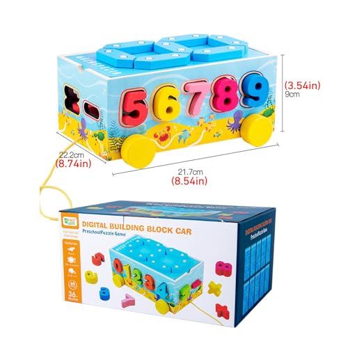 Cube de tri de formes éducatif avec blocs mathématiques en bois