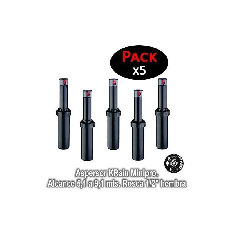 K-Rain MiniPro Aspersor de Turbina, Presión Máxima 3,40 Bares, Caudal Máximo 12,5 litros por Minuto, Pack de 5 Unidades