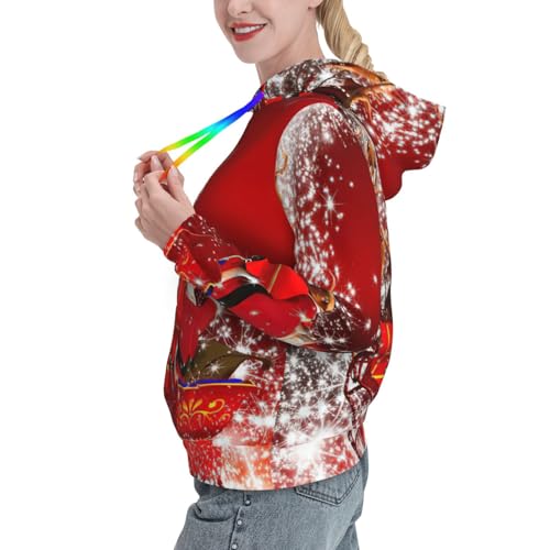 Sweat à capuche Noël femme EdWal pull imprimé ajusté à poches