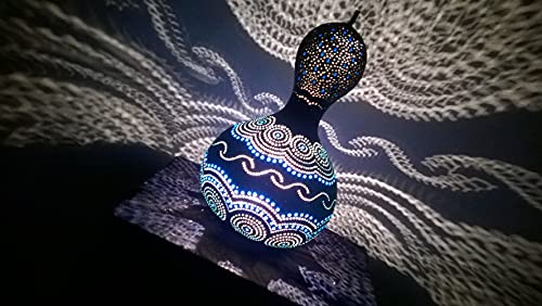 The Harmony | Navy Turquoise Gourd Lamp Night Light Boho Eclectic Home Apartment Bedroom Decor Unique Christmas Gift Idea Women Art 3D #TOP4