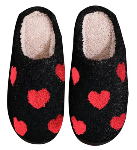 Rungion Womens Fuzzy Plush Slippers Winter Home Warm Fleece-Lined Anti-Slip Shose Soft Sole Cute Unisex Christmas Halloween Holiday Gift