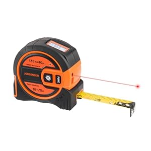 JORGENSEN Laser Tape Measure 2-in-1, 135Ft Laser Measuring Tool & 16Ft Measuring Tape with Movable Magnetic Hook, Laser Measure for Pythagorean, Area, Volume, Unit Ft/Ft+in/in/M NOT Digital