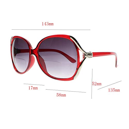 Bifocal Ladies Oversized Tinted Lens Sun Reader Reading Glasses Sunglasses +1.0~+4.04