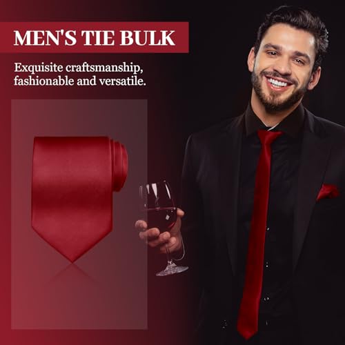 Image of Syhood 6 /12 /24 Pcs Men Ties Set Solid Satin Pure Color Business Formal Necktie Tie 57 inch for Men Occasion Wedding